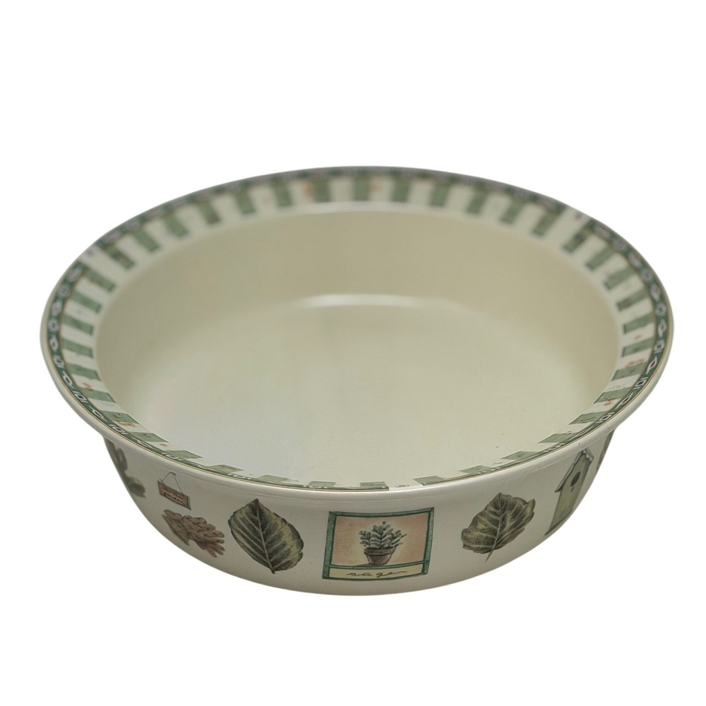 Pfaltzgraff‎ Vegetable Bowl Naturewood Green Tan Stoneware Garden Leaf 10" Round